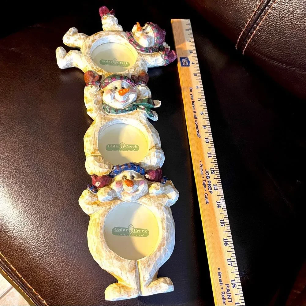 Cedar Creek Three Snowman Resin Picture Frame